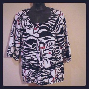 2X Sarah Spencer Floral Printed Cardigan Sweater